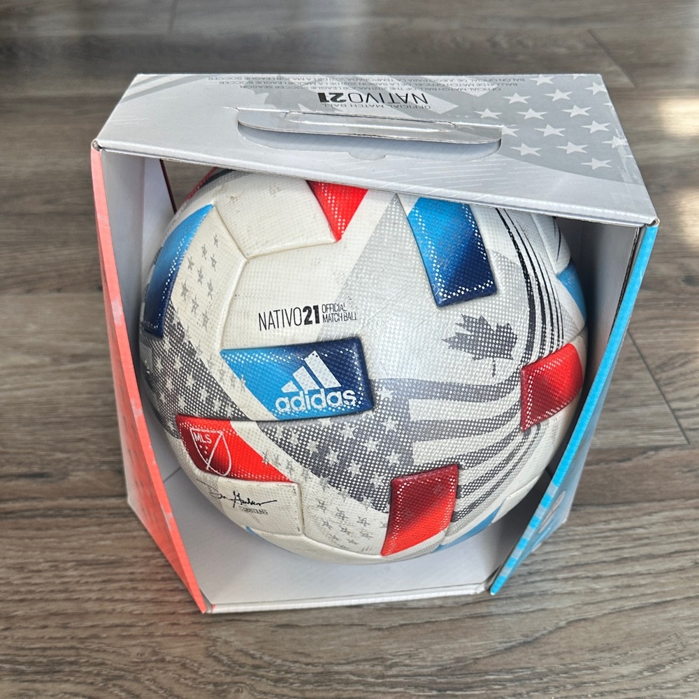 adidas White Red Blue Nativo 21 MLS Official Soccer Ball
